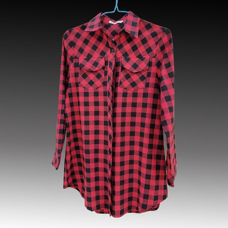 格子衬衫宽松休闲长袖全棉格子衫