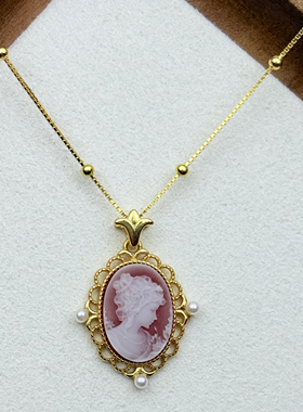 S925纯银Cameo德国玛瑙浮雕吊坠