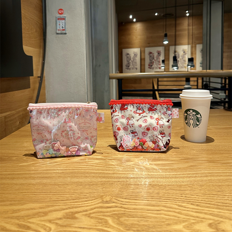 茉莉兔PVC透明流沙手拿化妆包