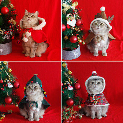 猫咪保暖衣服圣诞斗篷新年睡袍