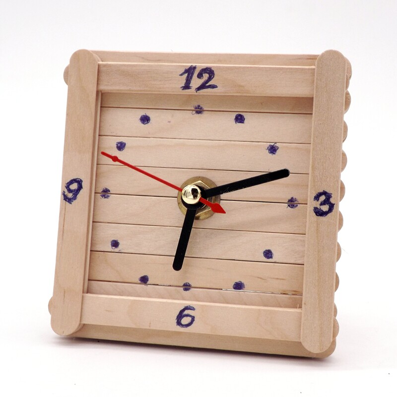 简单创意手工制作雪糕棒时钟钟表材料包小学幼儿园拼装作业成品