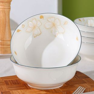 家用新款日常菜碗吃饭碗中号面碗螺蛳粉碗中厚釉下彩陶瓷碗耐高温