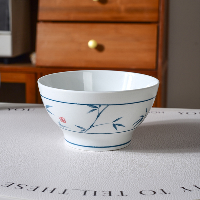富贵竹陶瓷碗盘家用吃饭新款轻奢精致复古4.5英寸小号米饭碗