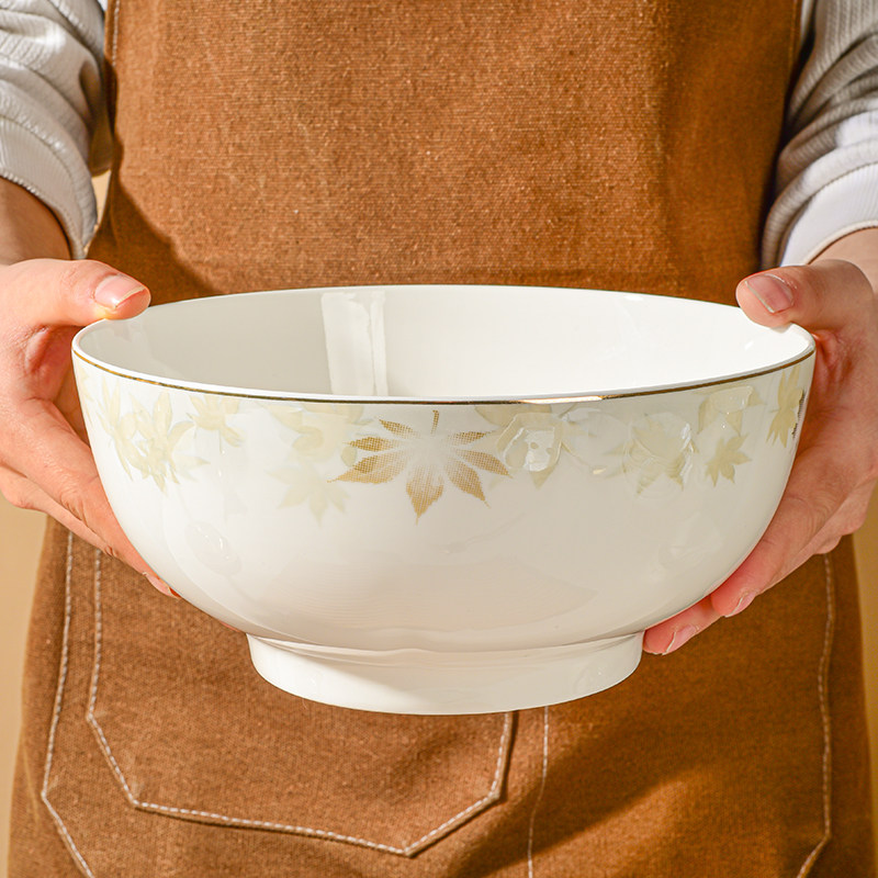 大号时尚新款陶瓷碗套装家用耐高温枫叶印花金边碗碟餐具枫灵系列