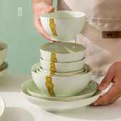 轻奢典雅高颜值新款 釉下彩陶瓷家用碗盘套装 乔迁送礼首选中厚碗盘