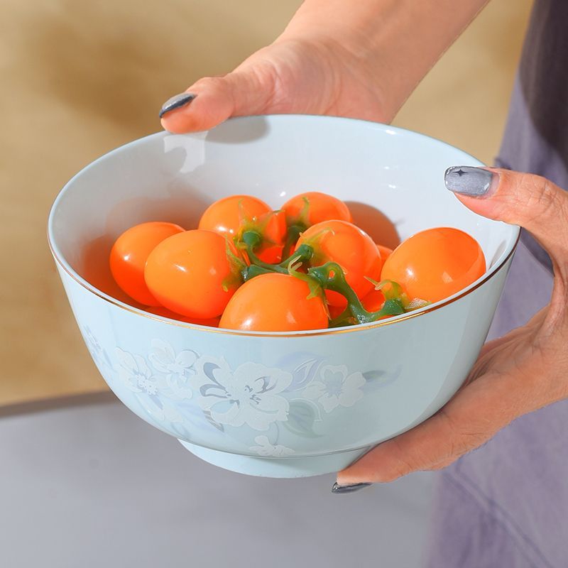 玉珑青瓷乔迁饭碗家用陶瓷汤碗吃饭轻奢餐具简约碗盘新款中式套装