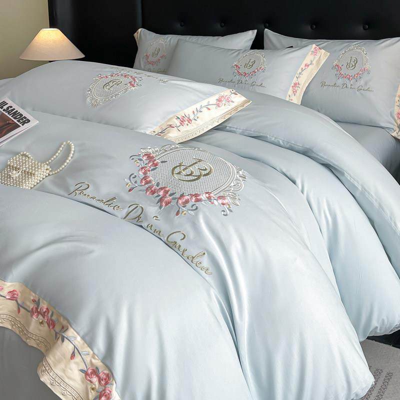 轻奢200支长绒棉四件套全棉纯棉床单被套床笠款床上用品刺绣被罩4