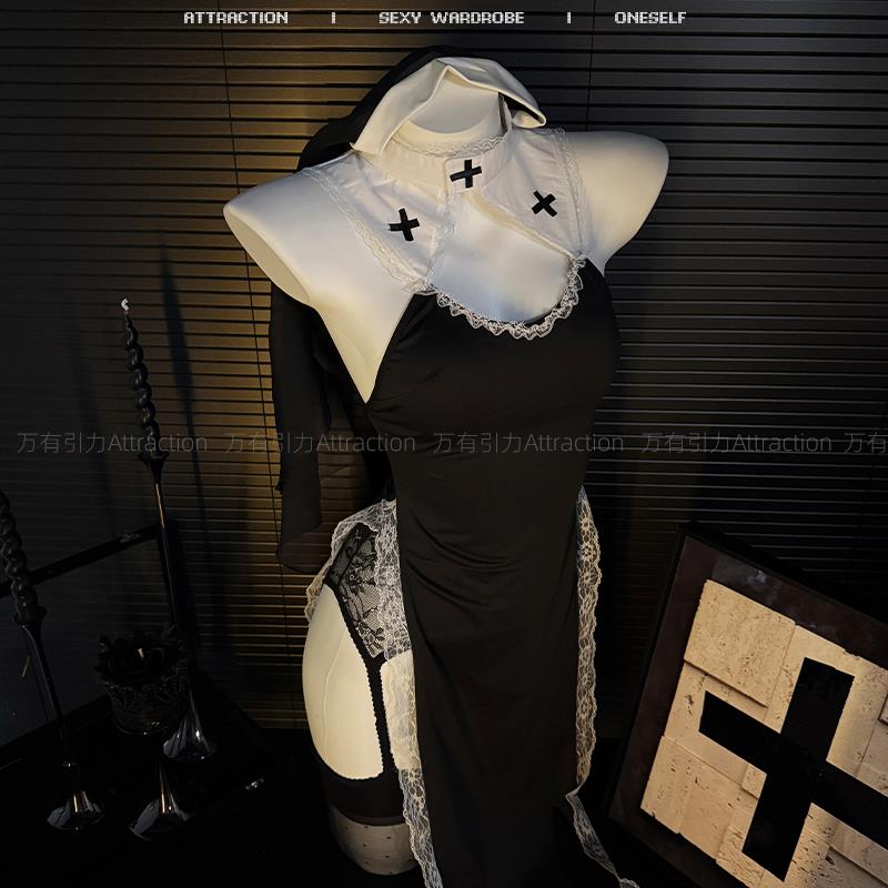 万有引力「禁忌之恋」性感禁欲系cos修女制服纯欲高开叉诱惑睡裙