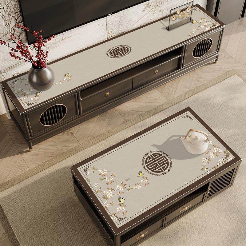新中式茶几电视柜组合桌布防水防油防烫免洗矽胶长条桌面保护桌垫