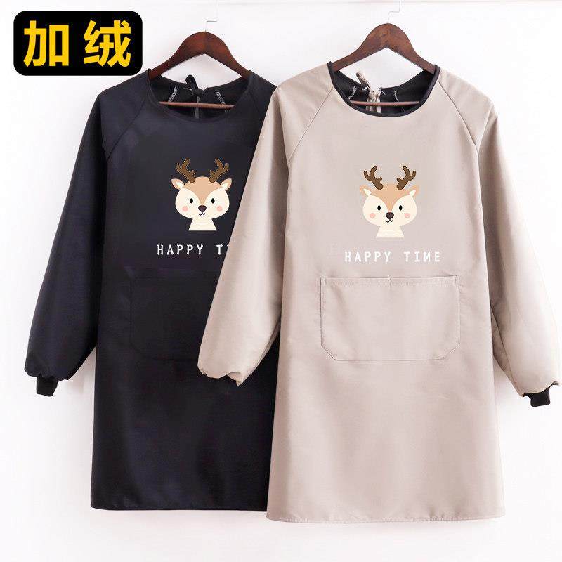 加厚保暖男女围裙长袖加绒罩衣防水工作服纯色工厂反穿衣定制印字,家庭/个人清洁工具,围裙,淘宝优惠券,粉丝福利购,淘宝优惠卷