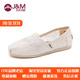 jm快乐玛丽女鞋 一脚蹬636W 蕾丝平底休闲透气帆布鞋 夏季 百搭懒人鞋