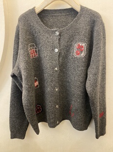 女 针织开衫 benefit韩国进口2025秋冬新款 百搭显瘦圆领长袖