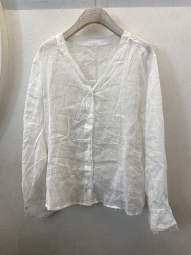 REALLY 韩国进口2026春季新款时尚百搭V领苎麻花边衬衫女