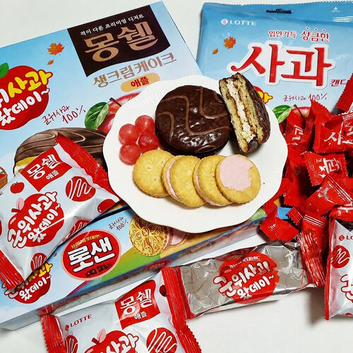 韩国乐天苹果奶油巧克力蛋糕饼干