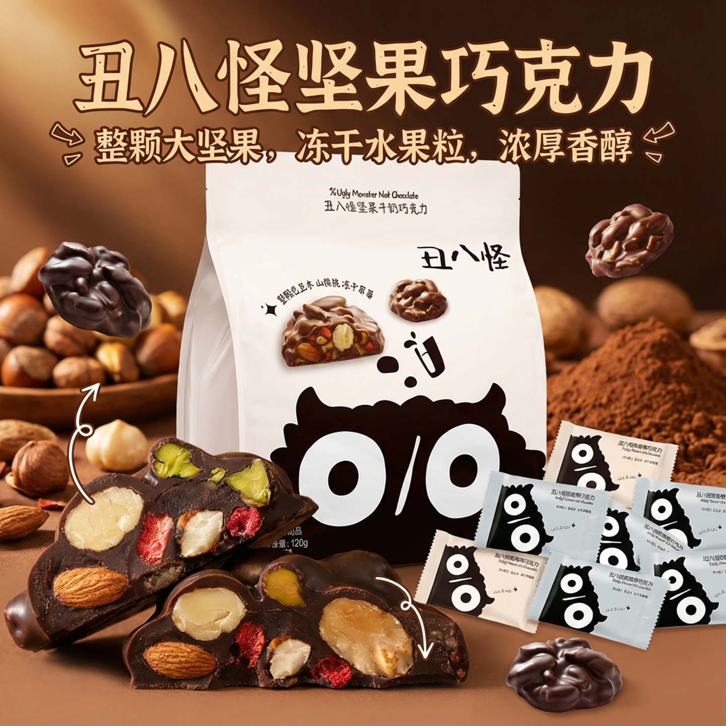 丑八怪坚果夹心纯可可脂巧克力
