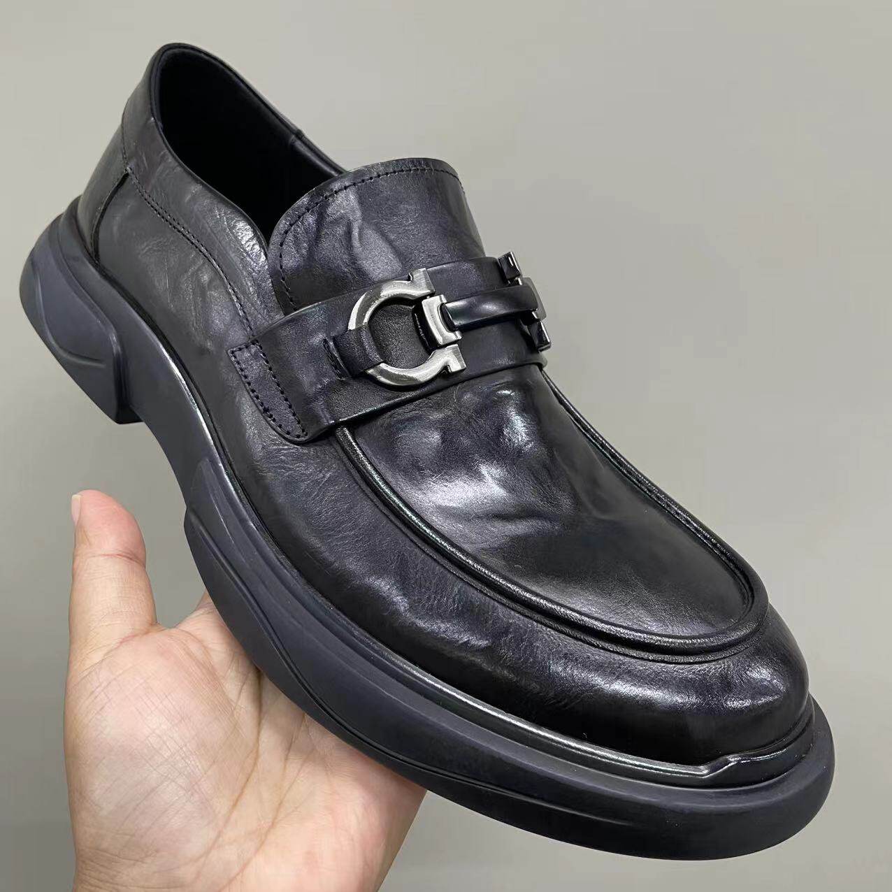 卡斯丹广州新款时尚男士休闲鞋 头层牛皮 皮里皮垫 舒适大底