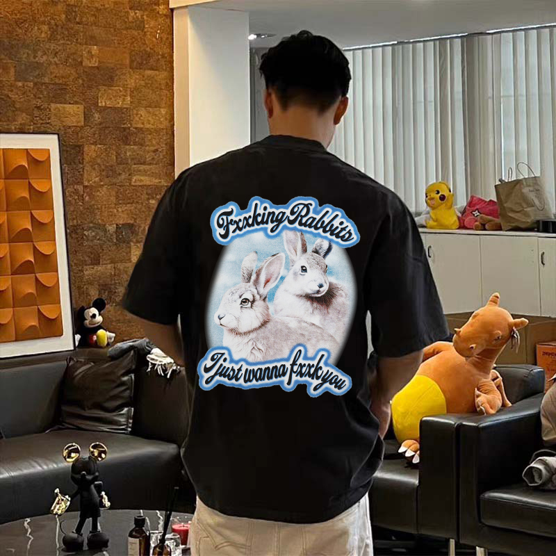 #FR2色情兔男女情侣美式短袖T恤