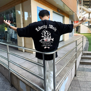 UNORACING马来西亚车展LB宽体联名印花男女情侣美式短袖T恤