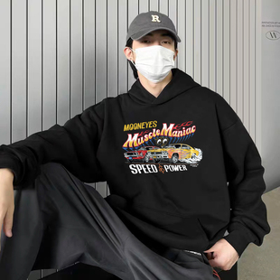 MOONEYES石井设计月亮眼复古美式肌肉车印花男女情侣复古连帽卫衣