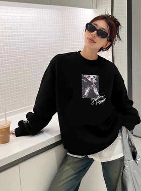 MerryWannaBe MWB枪火天使系列Gun-fireAngel手绘签名印花长袖T恤