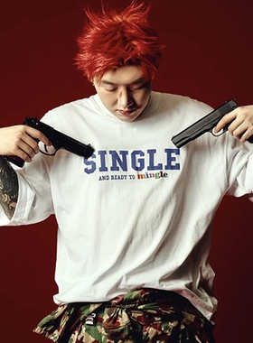 MerryWannaBe MWB capper同款英文字母印花男女美式复古短袖T恤