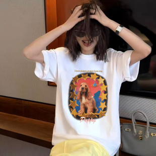 “金星美卡”｜eeee原创美式复古趣味美卡犬短袖小众设计感T恤夏