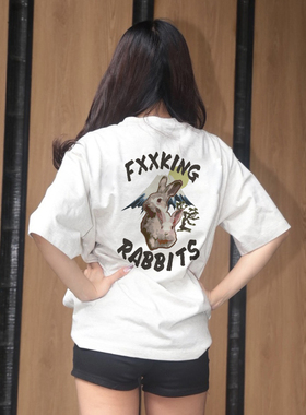 #FR2 Flocky Rabbits T-shirt 男女情侣美式复古短袖T恤