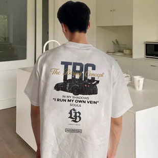 TBC x LB x lnozetek 三方联名裂纹GTR印花男女休闲夏季短袖T恤