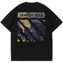 得物同款SEANBYSEAN斑驳油画字母Logo印花宽松纯棉短袖T恤情侣款