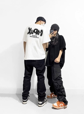 【何洛洛同款】MPUX 日系简约印花 Logo字母印花宽松短袖T恤