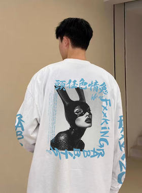#FR2 Rabbit Woman Long Sleeve T-shirt 色情兔美式复古长袖T恤