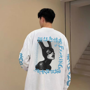 #FR2 Rabbit Woman Long Sleeve T-shirt 色情兔美式复古长袖T恤