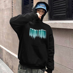 2727WORLD法老同款嘻哈休闲宽松帽衫外套极光炫彩印花连帽卫衣