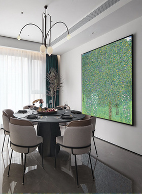 树下的玫瑰花卉风景田园树林客厅餐厅挂画克里姆特绿色系装饰画