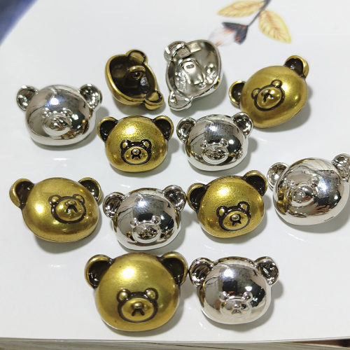 小熊复古做旧金色小熊头金属纽扣