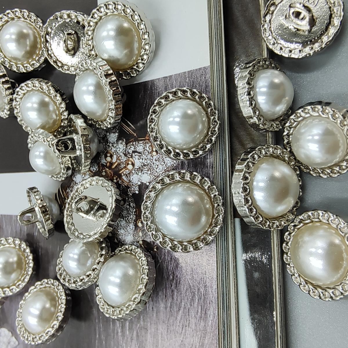 金属花边小香风珍珠大衣扣毛衣扣