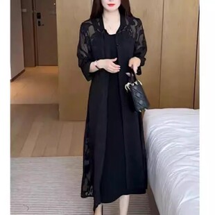 妈妈装春夏季新款防晒披肩外套中长款风衣女装时尚减龄薄款开衫