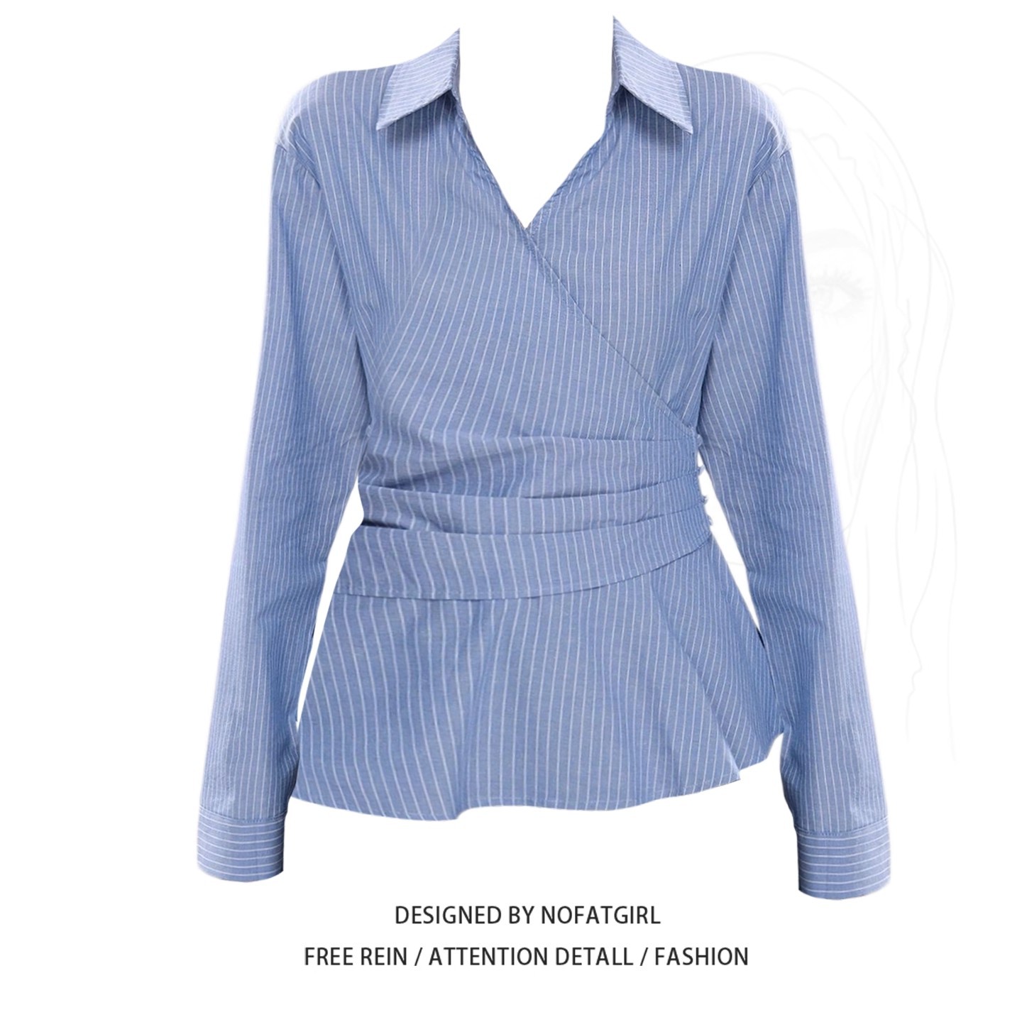 大码微胖法式长袖衬衫女装2025新款秋季胖MM遮肉显瘦衬衣条纹上衣