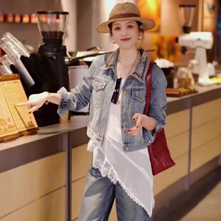 韩版 背心女2026新款 中长款 内搭叠穿上衣潮 不规则V领蕾丝拼接无袖