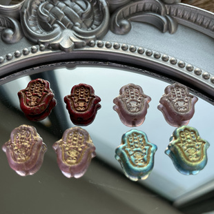 进口捷克琉璃复古法蒂玛之手15*13mmDIY手工项链耳环手链饰品配件