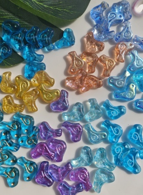 进口捷克报春小鸟竖孔琉璃珠约16*12mm手工串珠材料diy散珠配件