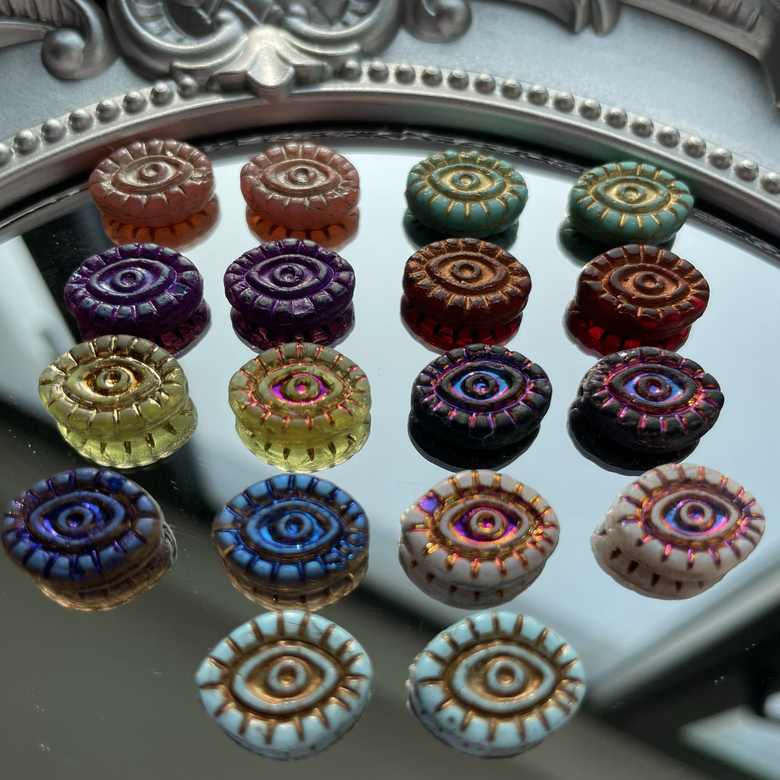 捷克复古太阳之眼进口琉璃15*13mmDIY手工项链耳环手链饰品配件