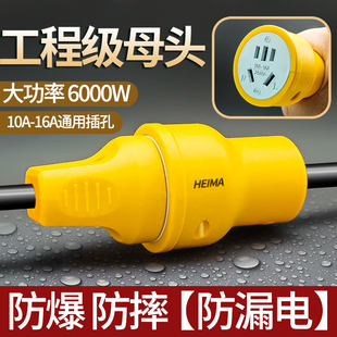 【6000W不虚标】新能源大功率公母插头对接插头三孔两孔插头无线