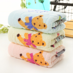 3条装 纯棉洗脸长方形毛巾家用卡通柔软吸水男女儿童情侣童巾面巾