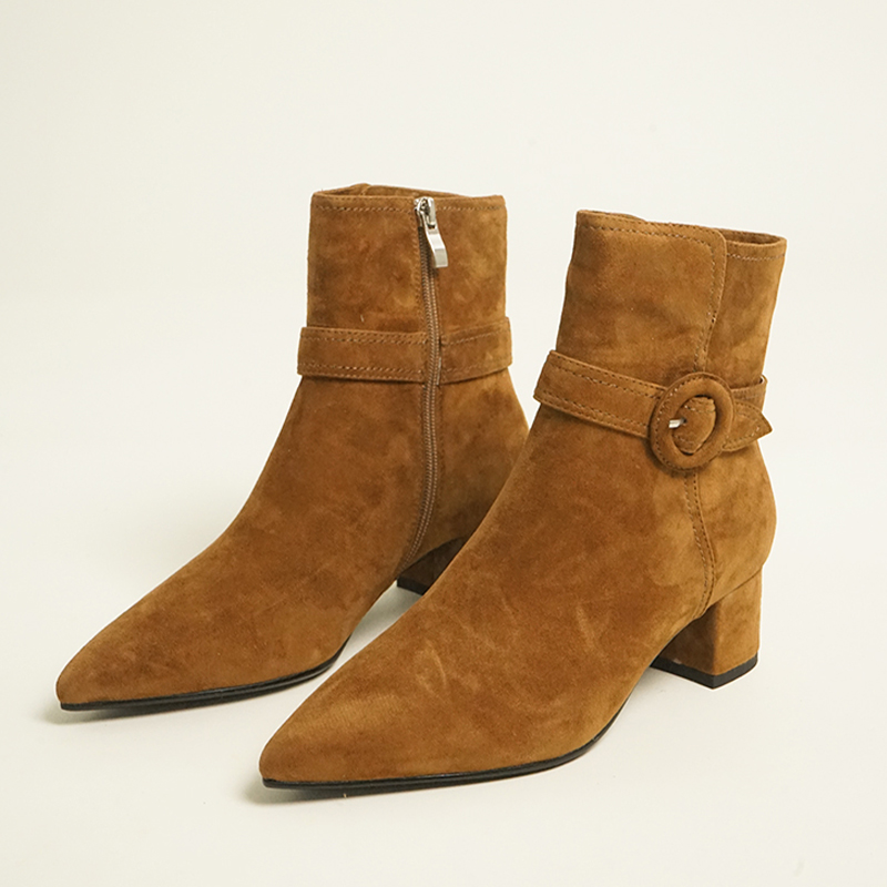 【狂欢价】尖头法式优雅 舒适松驰高丝光羊猄短靴时装靴女