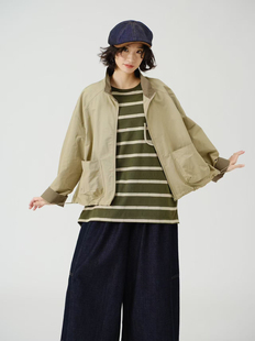 讠木女装2026春款新短款风衣36087休闲文艺宽松日系立领长袖外套