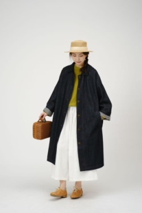 讠木女装2026春款新牛仔风衣36015 休闲文艺翻领单排扣中长款外套