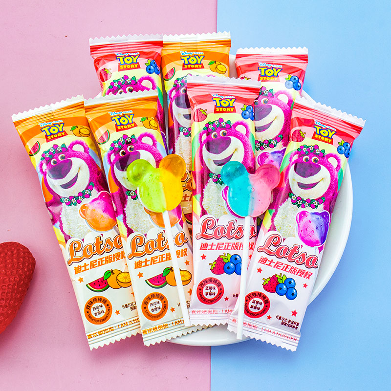 迪士尼双味棒棒糖草莓熊卡通糖果结婚喜糖果儿童节幼儿园小零食