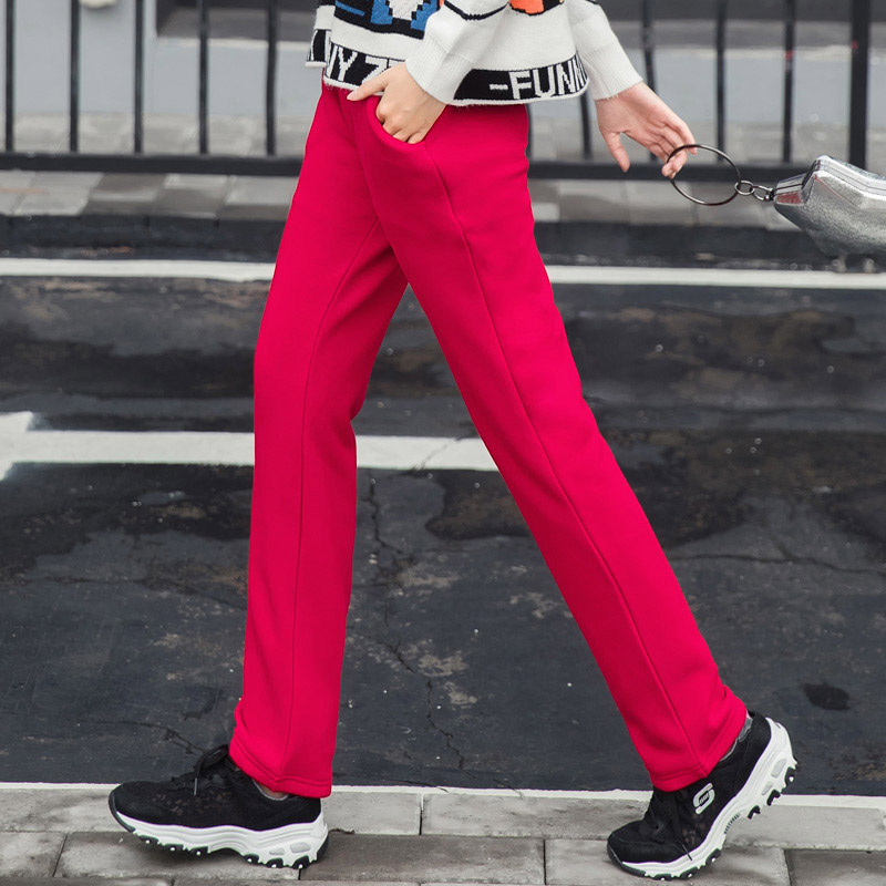 然可高腰加绒加厚款保暖运动长裤