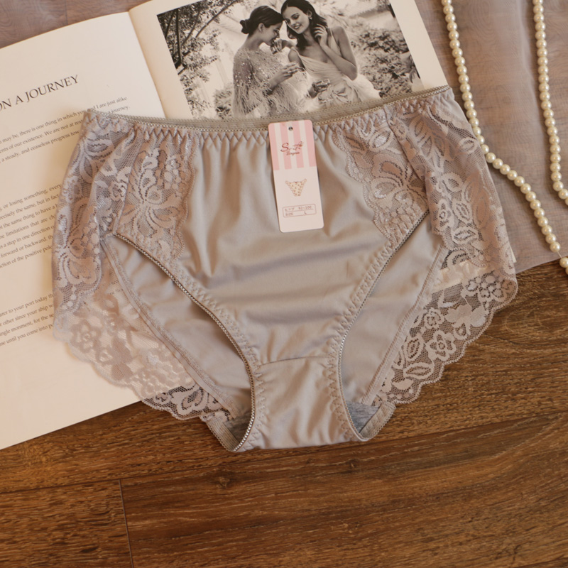 新款大码高腰蕾丝边无痕女三角